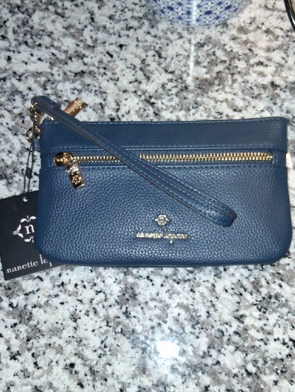 Nanette Lepore Teal Pebbled Wristlet Clutch with Gold Hardware NWT - Picture 3 of 8